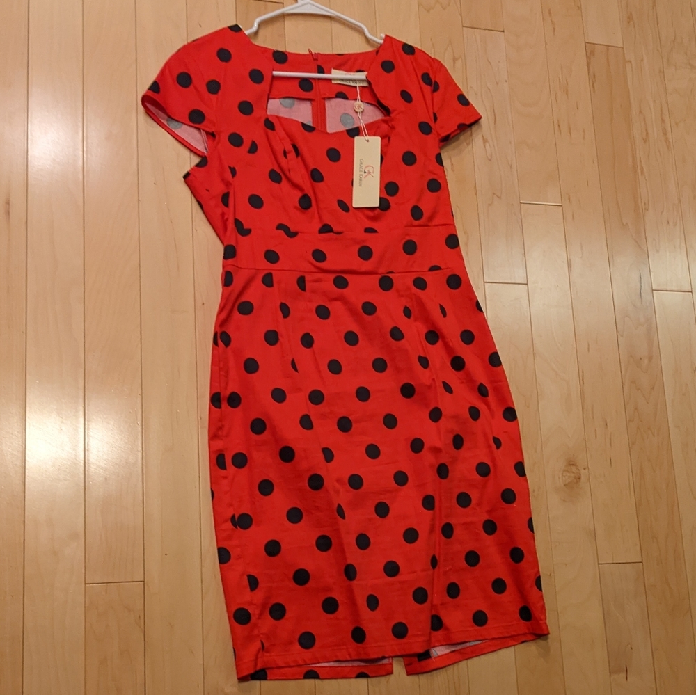 NWT Retro ladybug polka dot dress